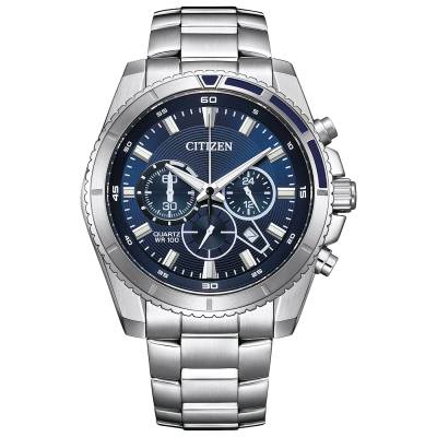 Citizen Ρολόι με Μπλε Καντράν AN8201-57L